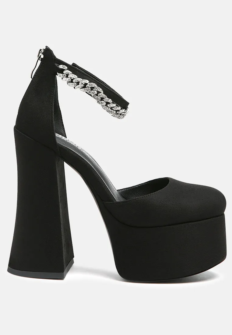 lucky me block platform sandal with metal chain