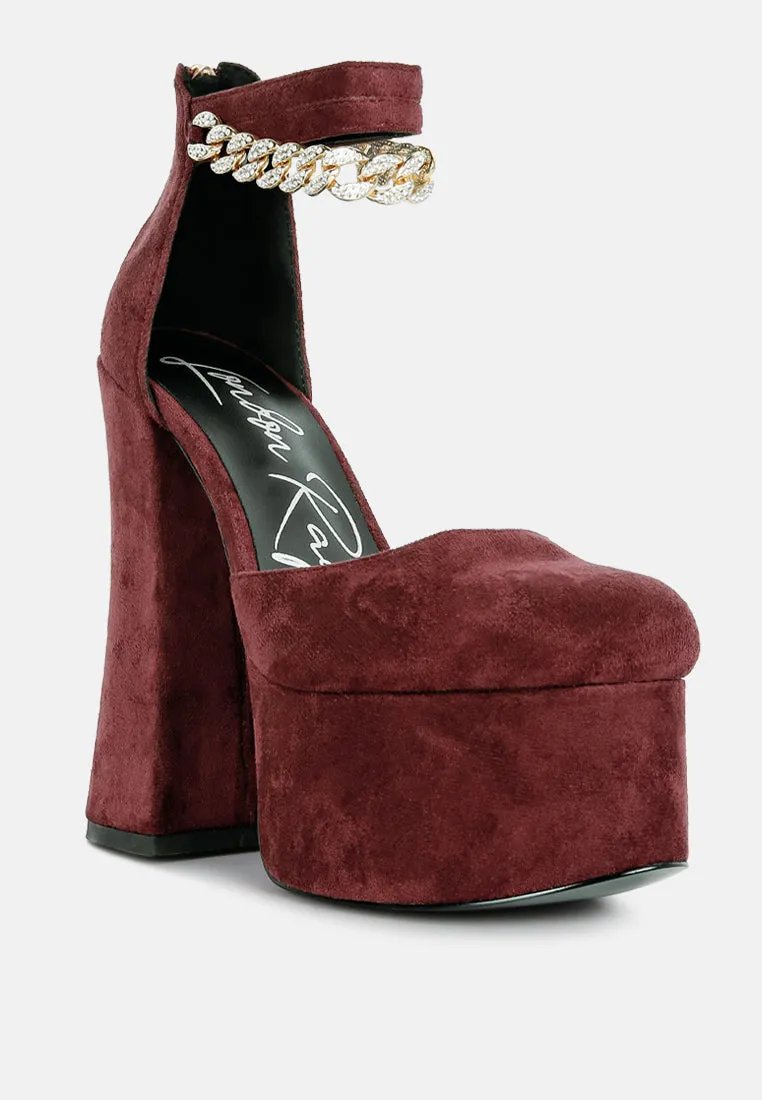 lucky me block platform sandal with metal chain