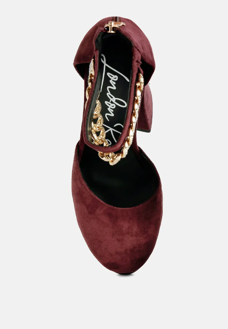 lucky me block platform sandal with metal chain