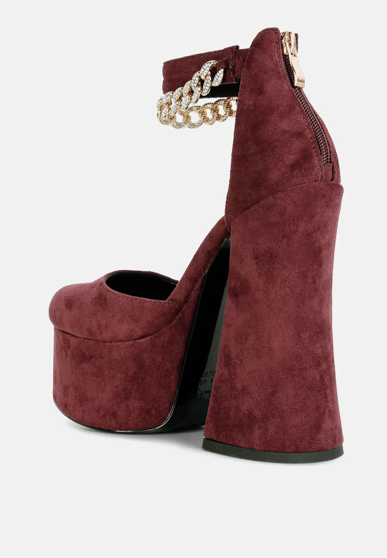lucky me block platform sandal with metal chain
