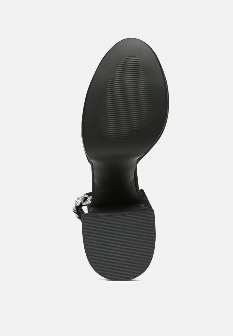 lucky me block platform sandal with metal chain