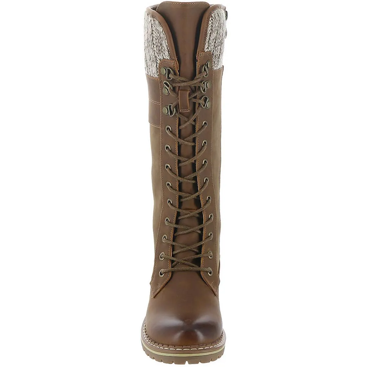 Lucy Womens Leather Lace-Up Knee-High Boots