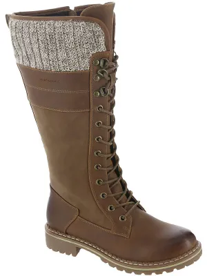 Lucy Womens Leather Lace-Up Knee-High Boots