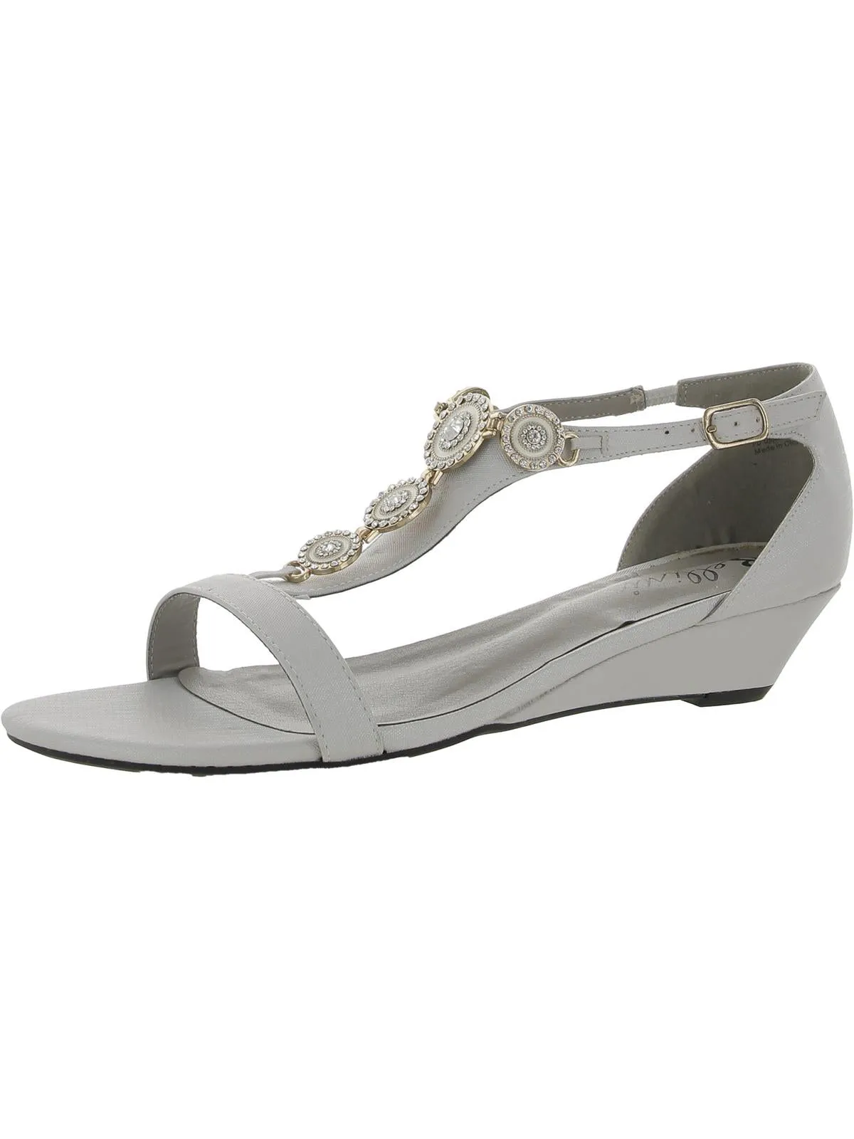 Lynn Womens Faux Leather Embellished Wedge Sandals