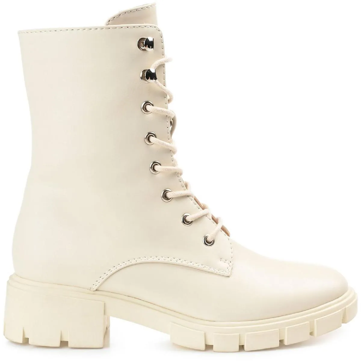 Madelynn Womens Faux Leather Ankle Combat & Lace-up Boots