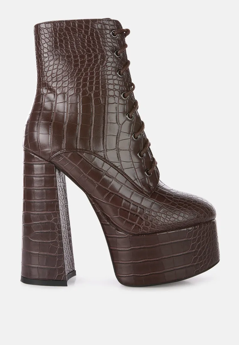 magdalene croc high heel patform boots