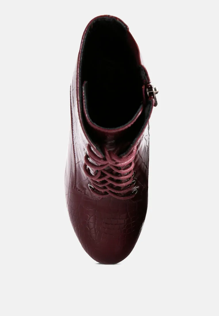 magdalene croc high heel patform boots