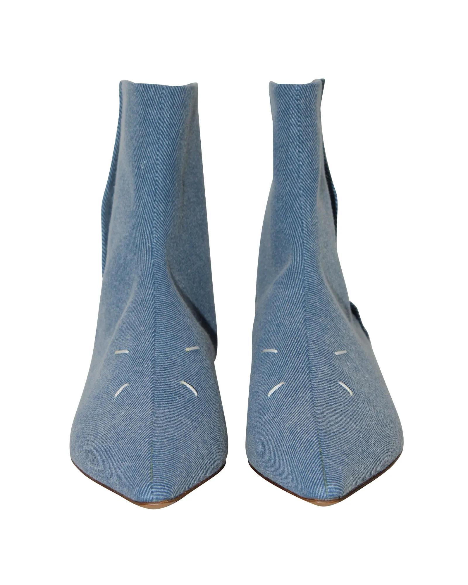 Maison Margiela Pointed Toe Boots in Blue Denim
