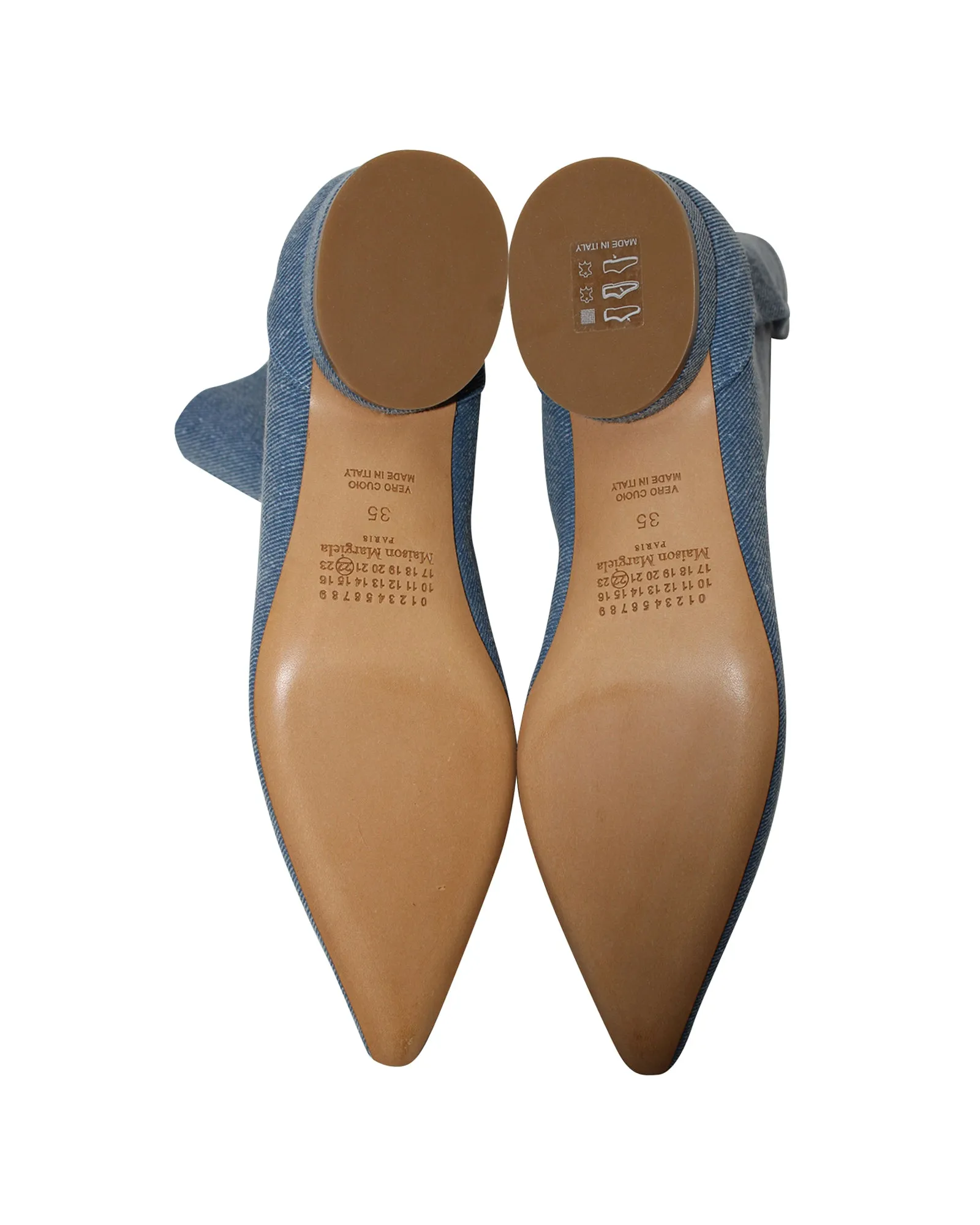 Maison Margiela Pointed Toe Boots in Blue Denim