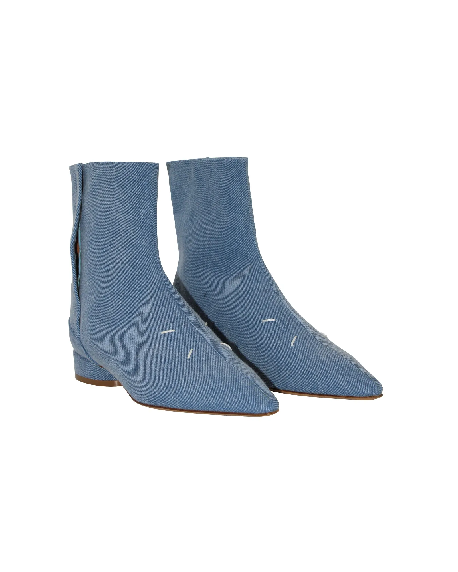 Maison Margiela Pointed Toe Boots in Blue Denim