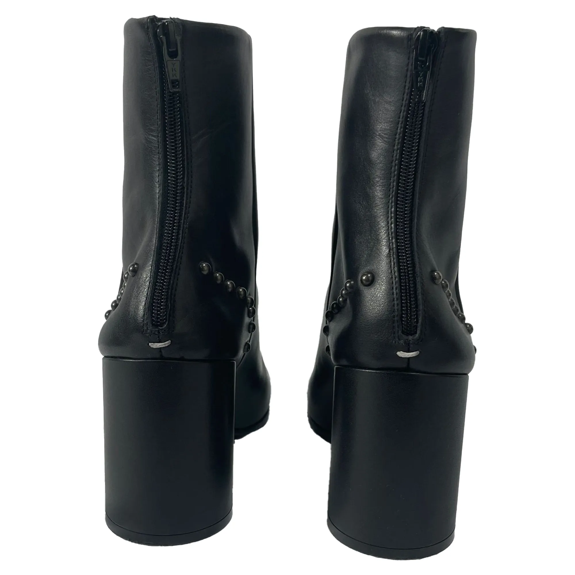 Maison Margiela Studded Block Heel Ankle Boots in Black Leather