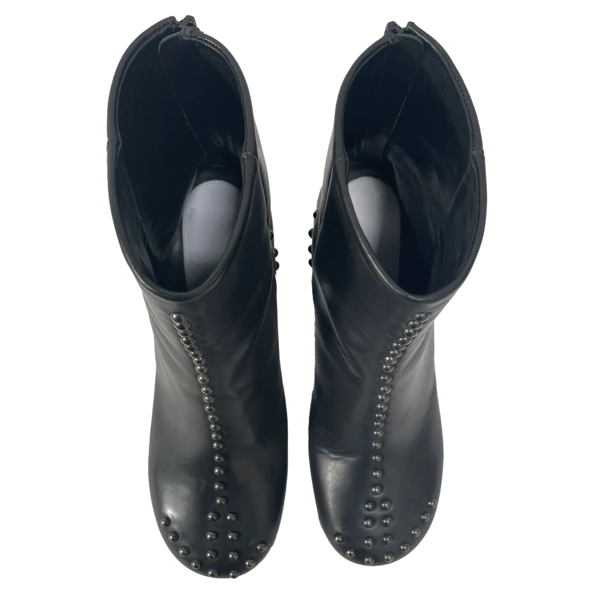 Maison Margiela Studded Block Heel Ankle Boots in Black Leather