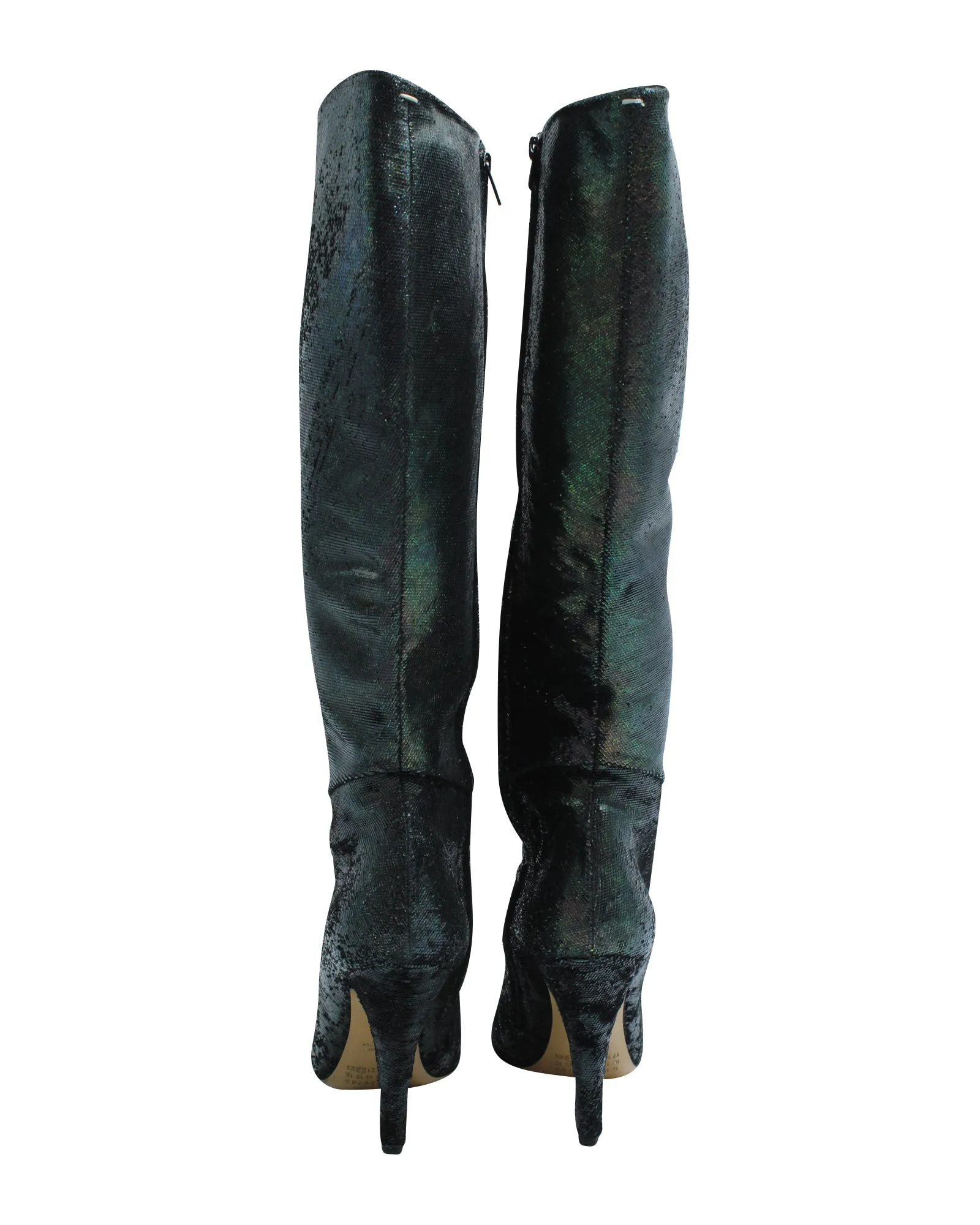 Maison Martin Margiela Pointed-Toe High Boots in Multicolor Glitter