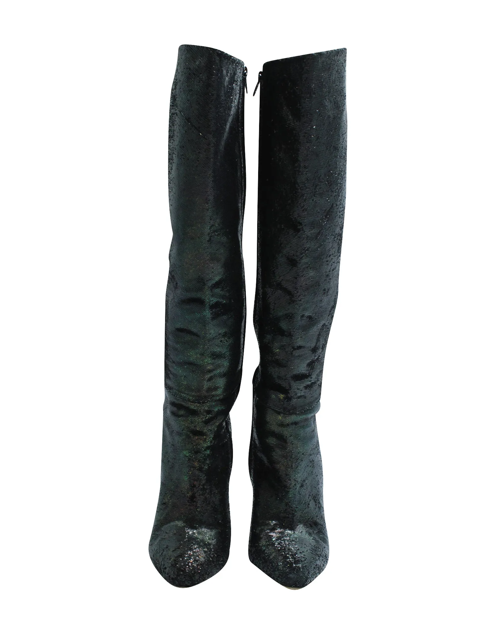 Maison Martin Margiela Pointed-Toe High Boots in Multicolor Glitter