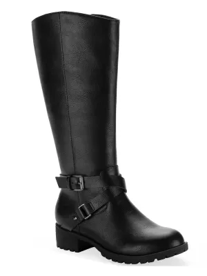 Marliee Womens Faux Leather Mid-Calf Boots