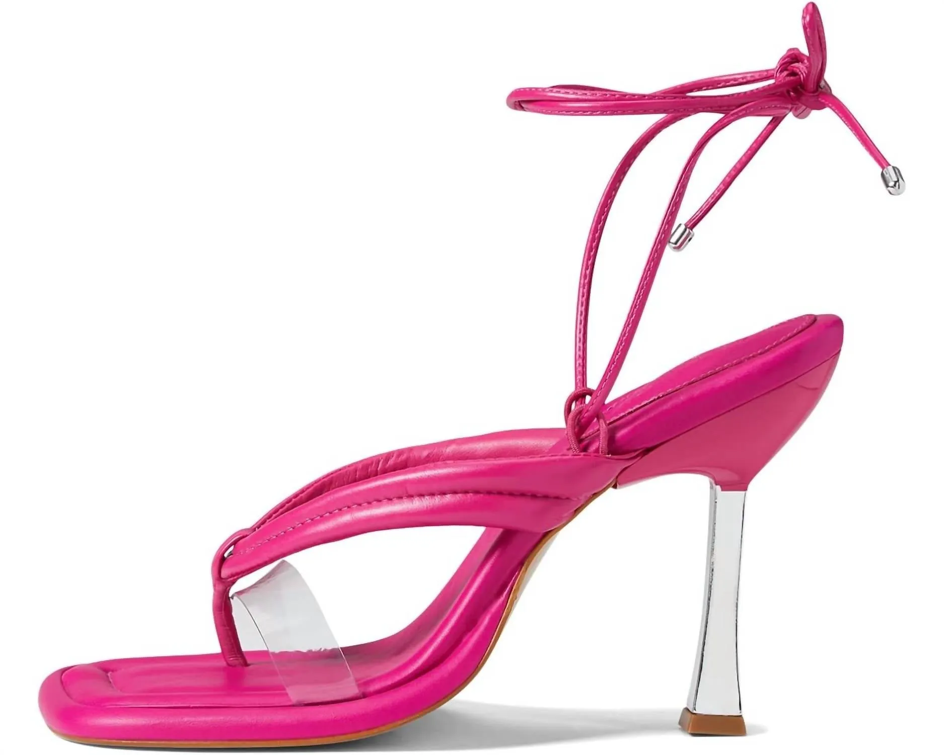 Meghan Ankle Tie Sandals In Hot Pink / Transparent