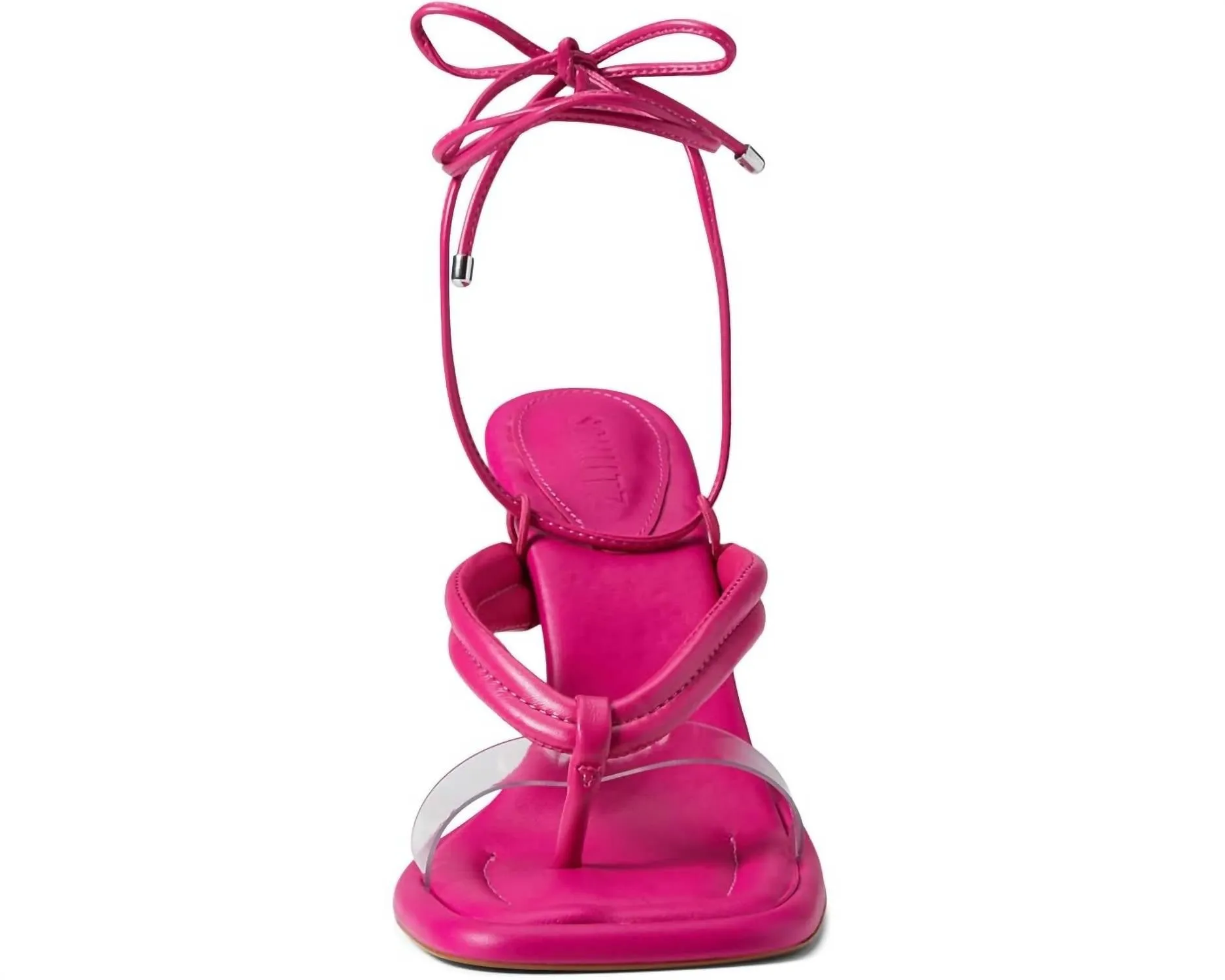 Meghan Ankle Tie Sandals In Hot Pink / Transparent