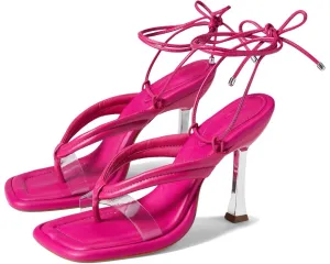 Meghan Ankle Tie Sandals In Hot Pink / Transparent