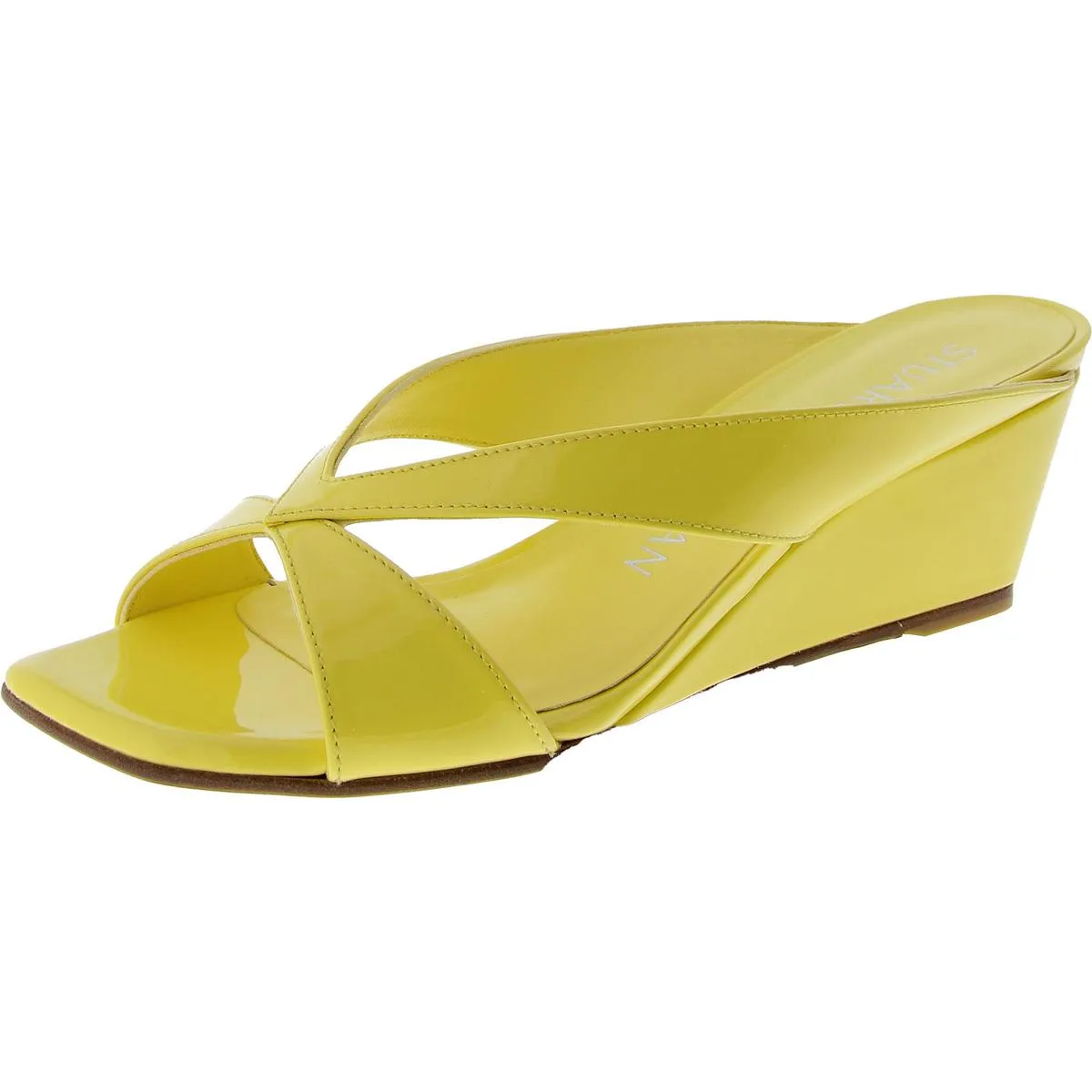 Miami Womens Patent Leather Open Toe Slide Sandals