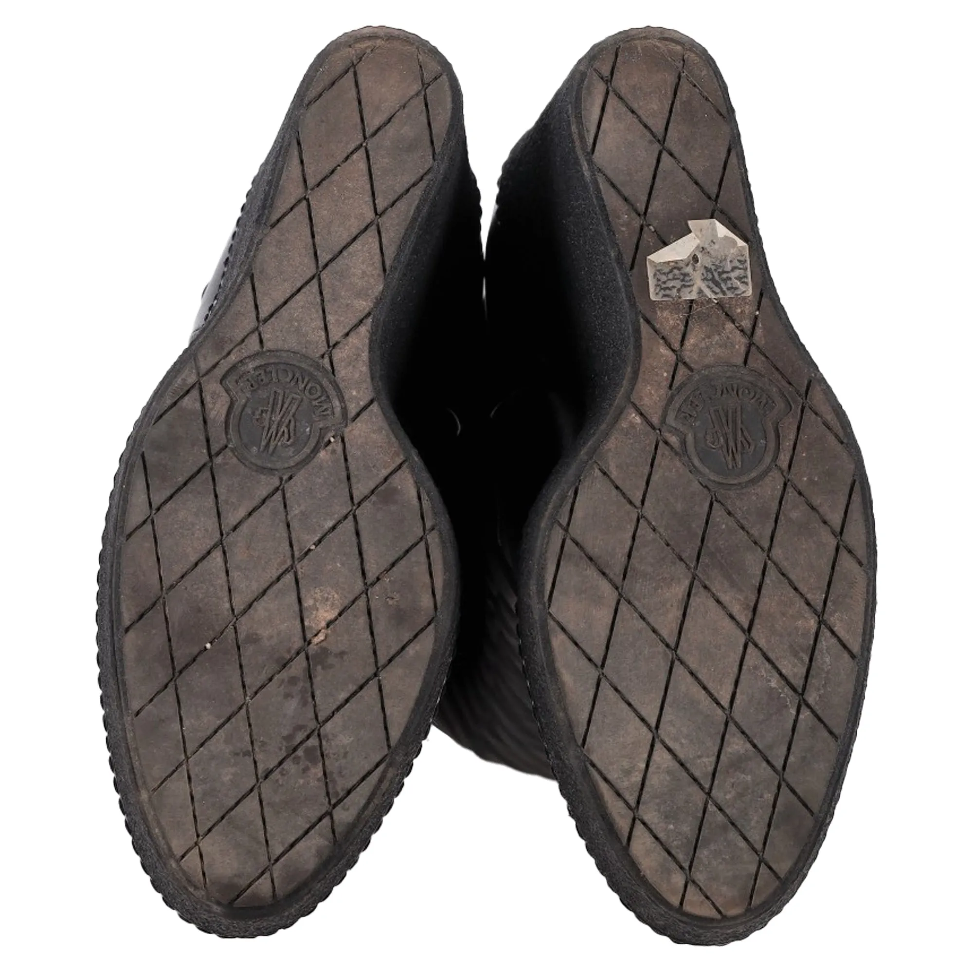 Moncler Knee-High Quilted Wedge Boots in Black Nylon