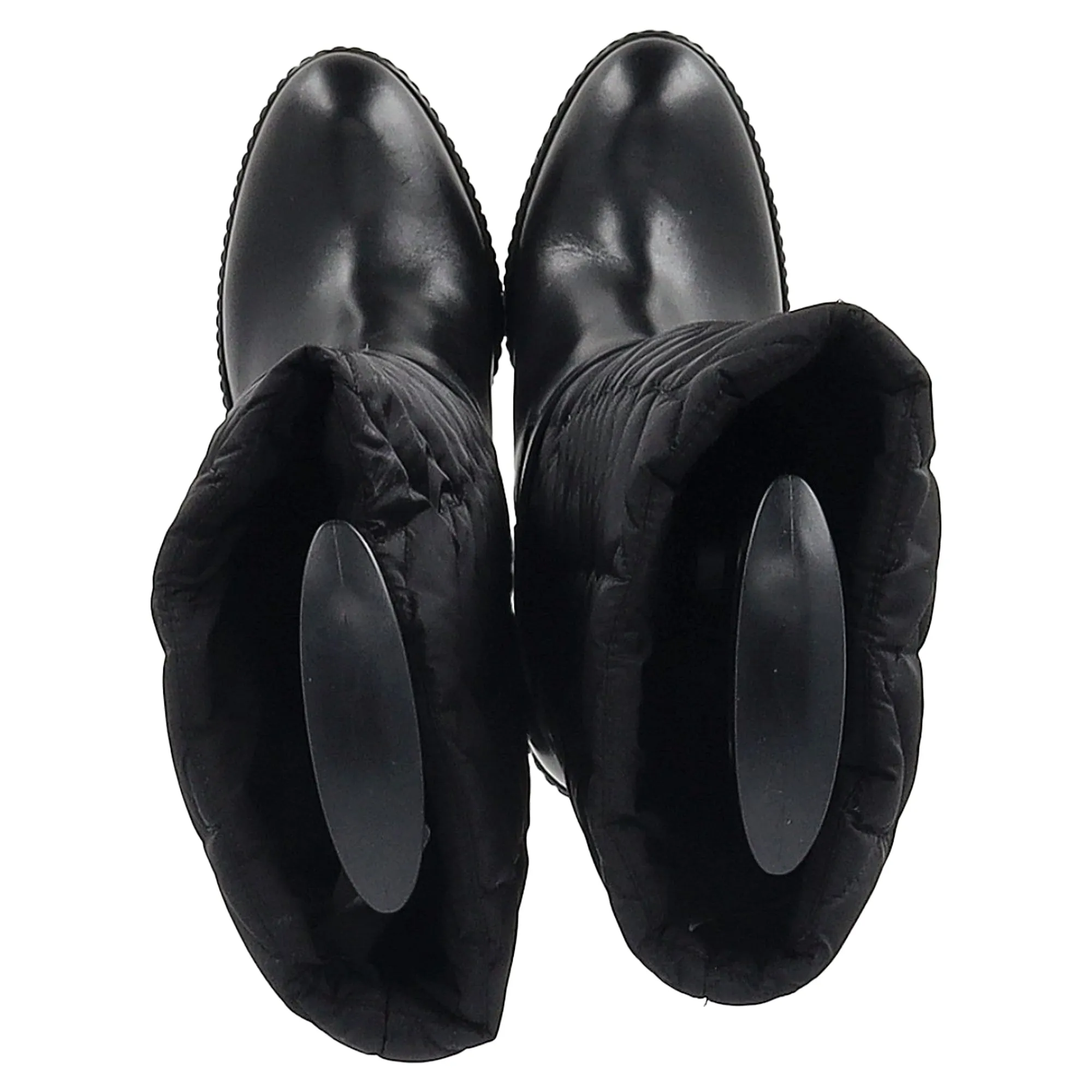 Moncler Knee-High Quilted Wedge Boots in Black Nylon
