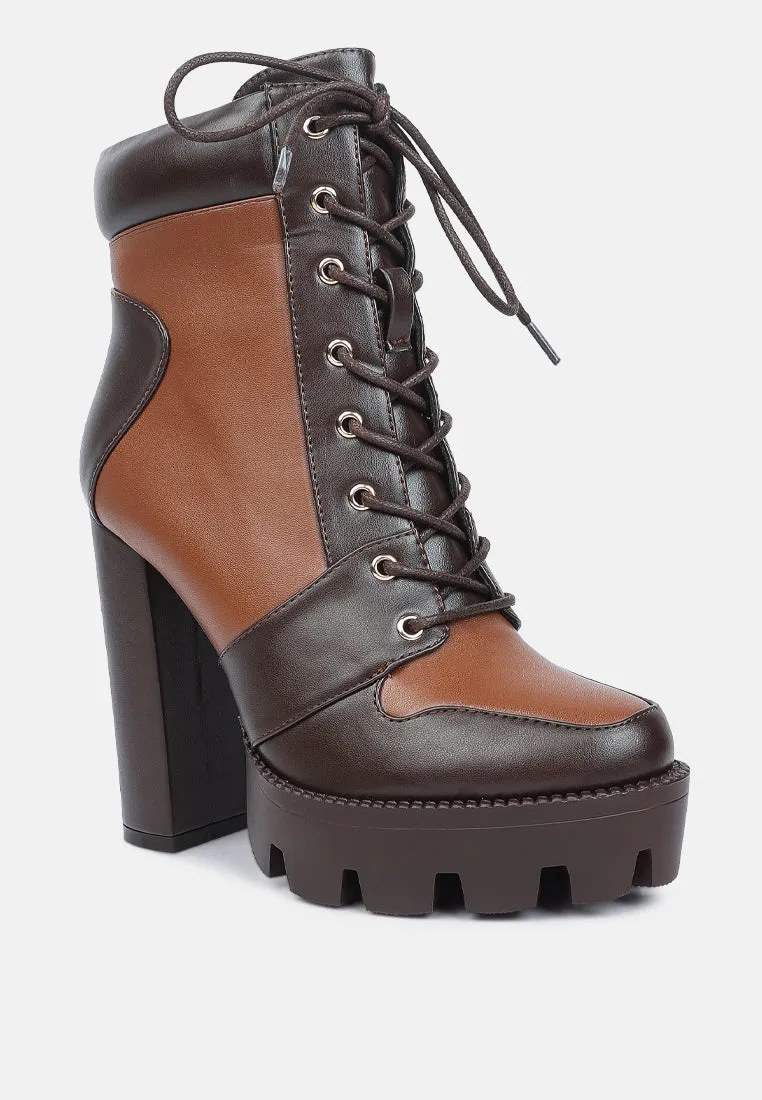 moos block heel lace up boots