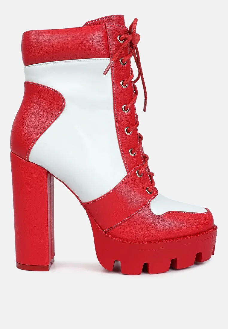 moos block heel lace up boots
