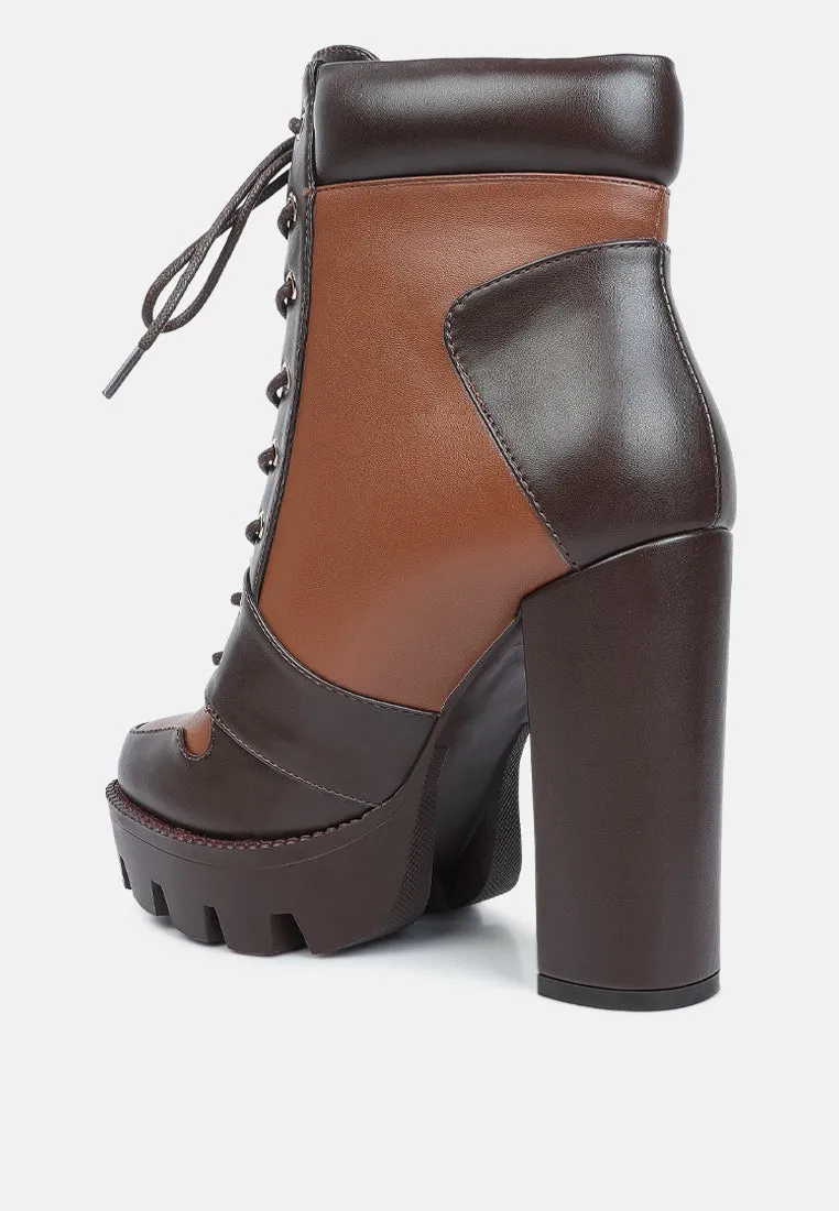 moos block heel lace up boots