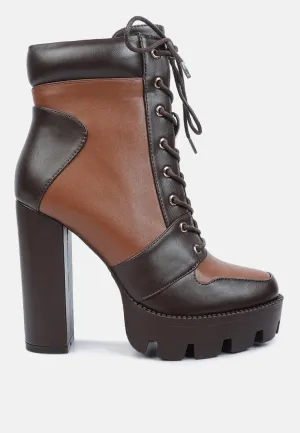 moos block heel lace up boots
