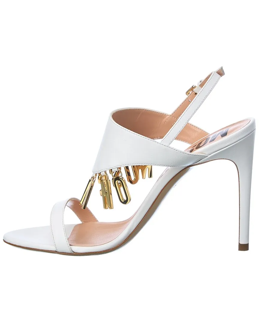 Moschino Logo Lettering Leather Sandal