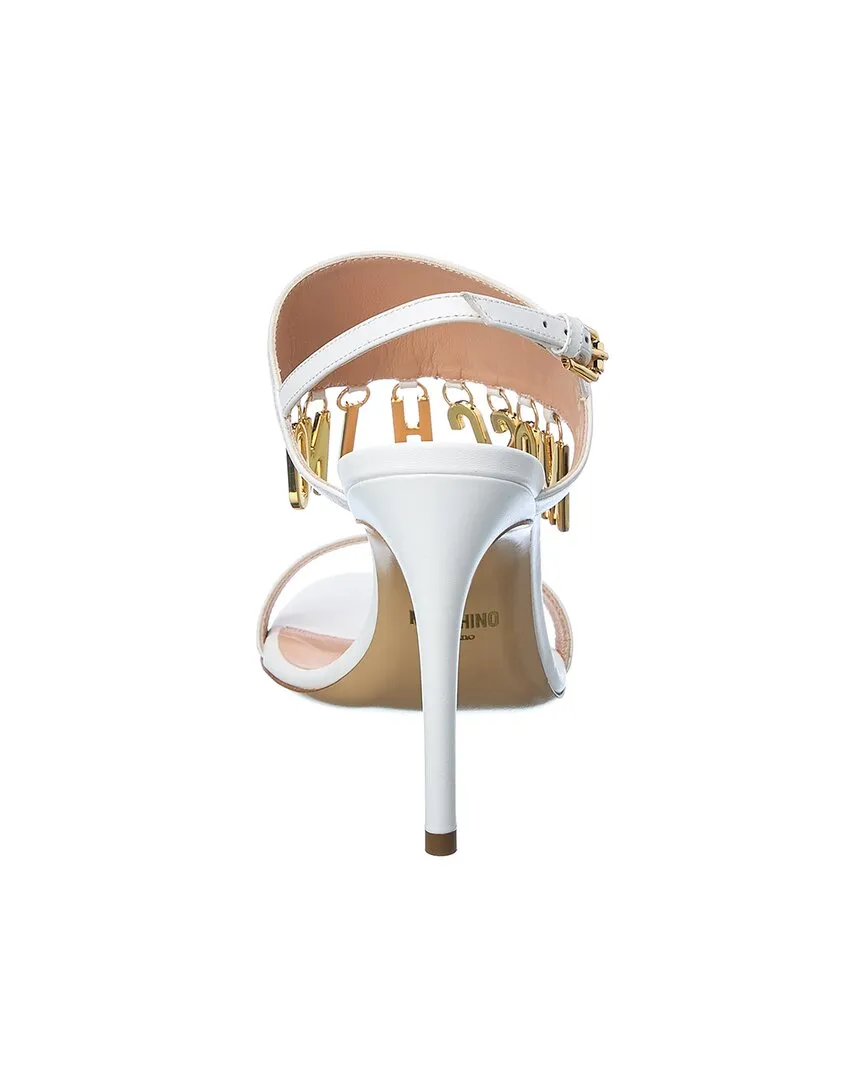 Moschino Logo Lettering Leather Sandal