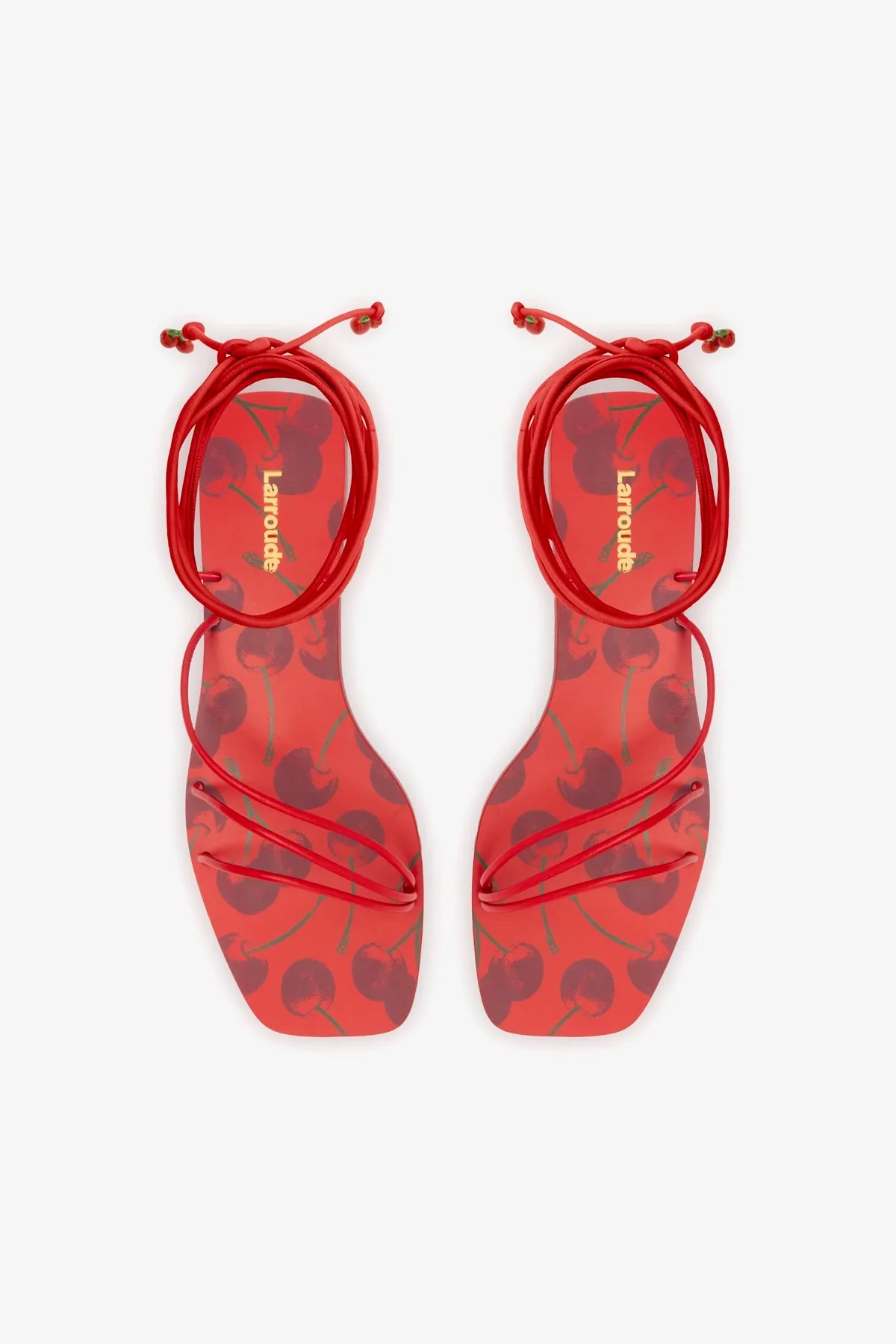 Nadia Flat Sandal In Scarlet Leather