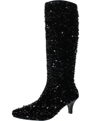 Namora Sequin Womens Square Toe Zipper Knee-High Boots