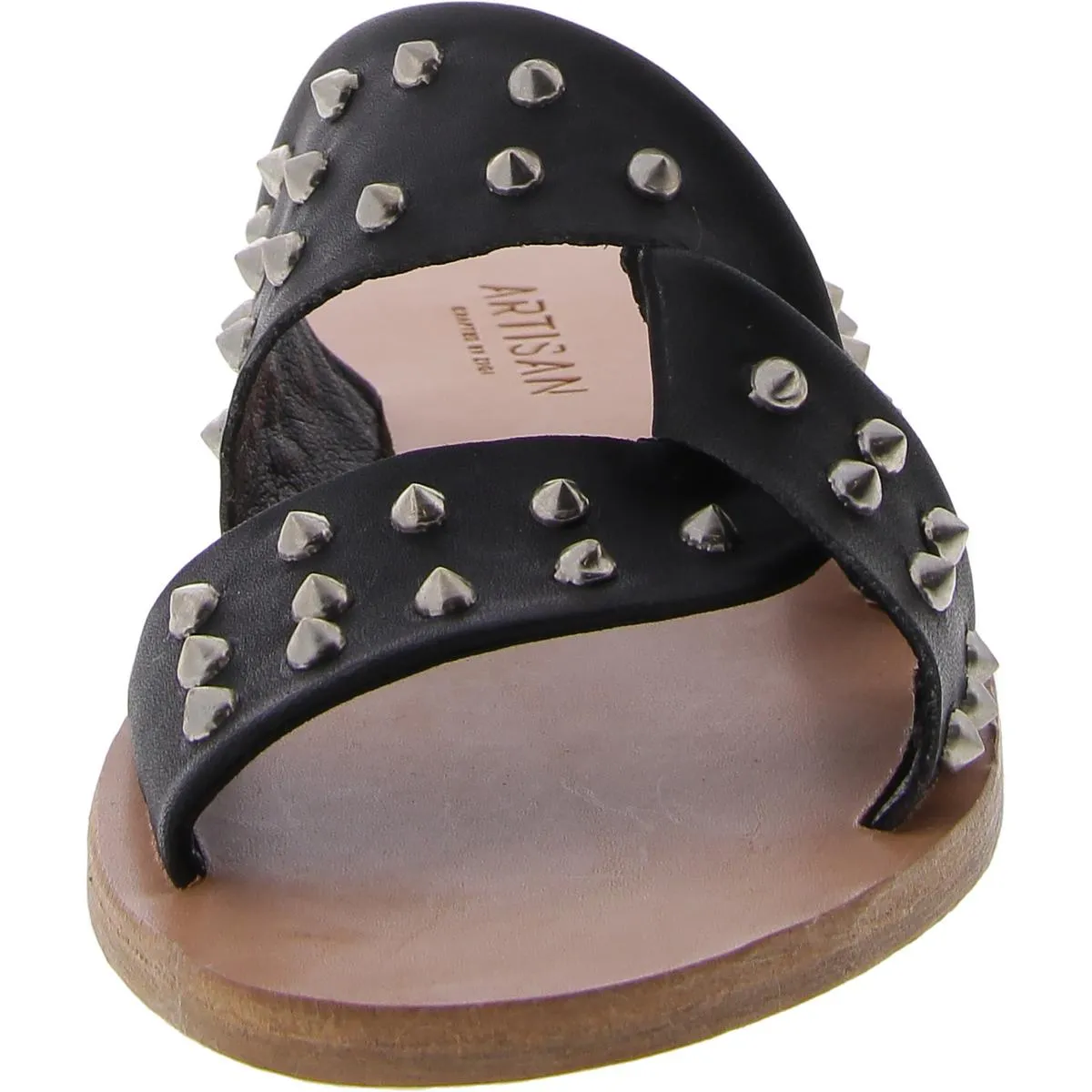 Narla Womens Leather Embellished Slide Sandals