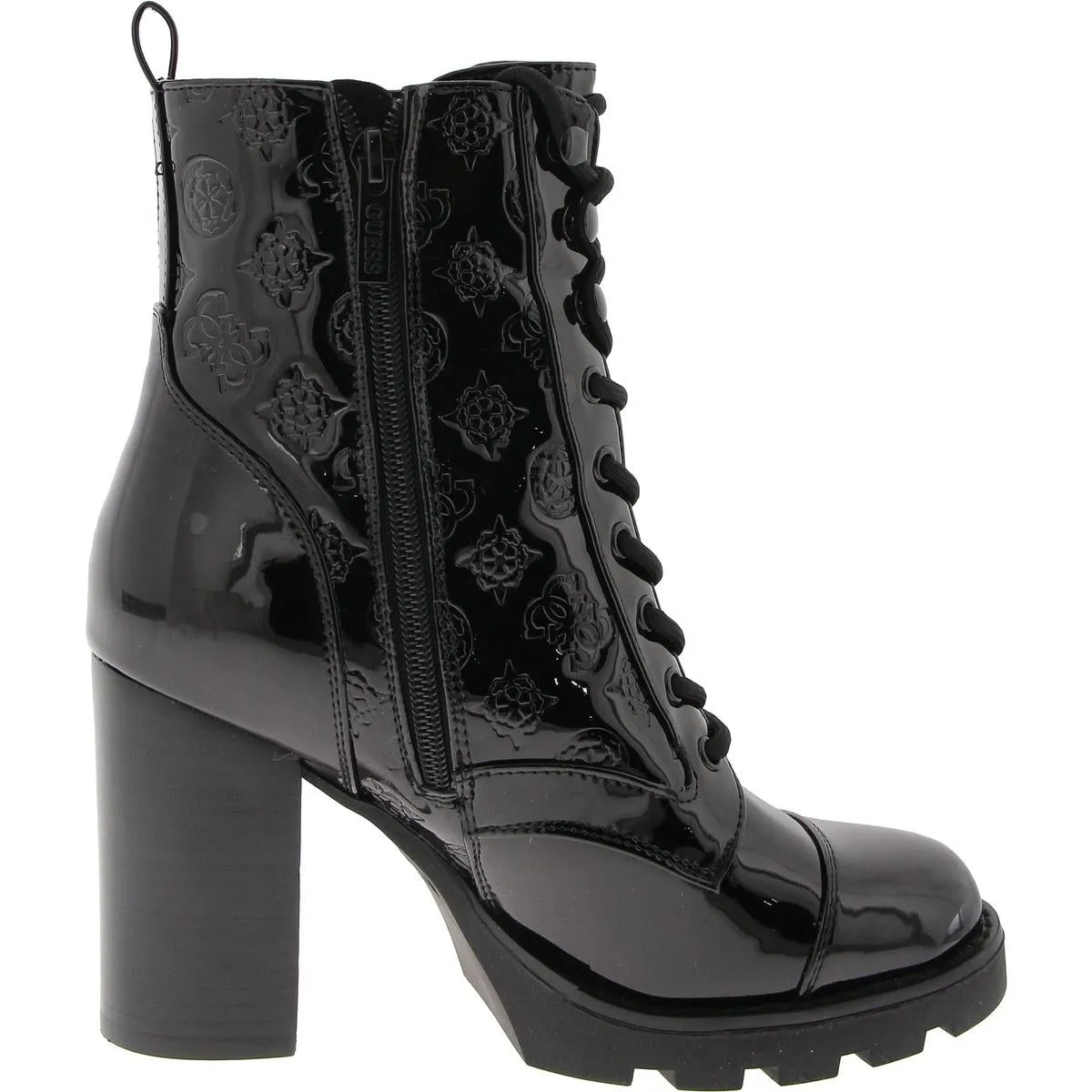 Neadyn 3 Womens Patent Floral Combat & Lace-Up Boots