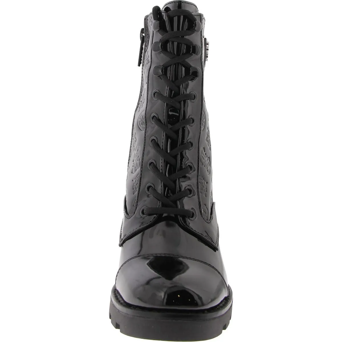 Neadyn 3 Womens Patent Floral Combat & Lace-Up Boots