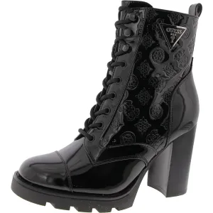 Neadyn 3 Womens Patent Floral Combat & Lace-Up Boots