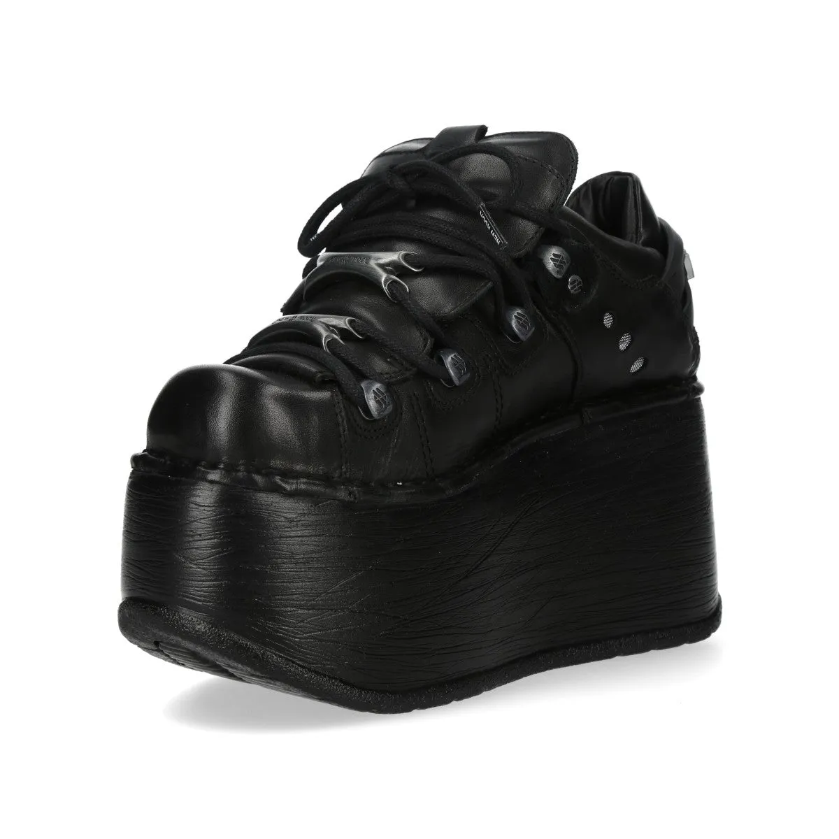New Rock M-120N-C96 Black Leather Gothic Chunky Platform Ankle Boots