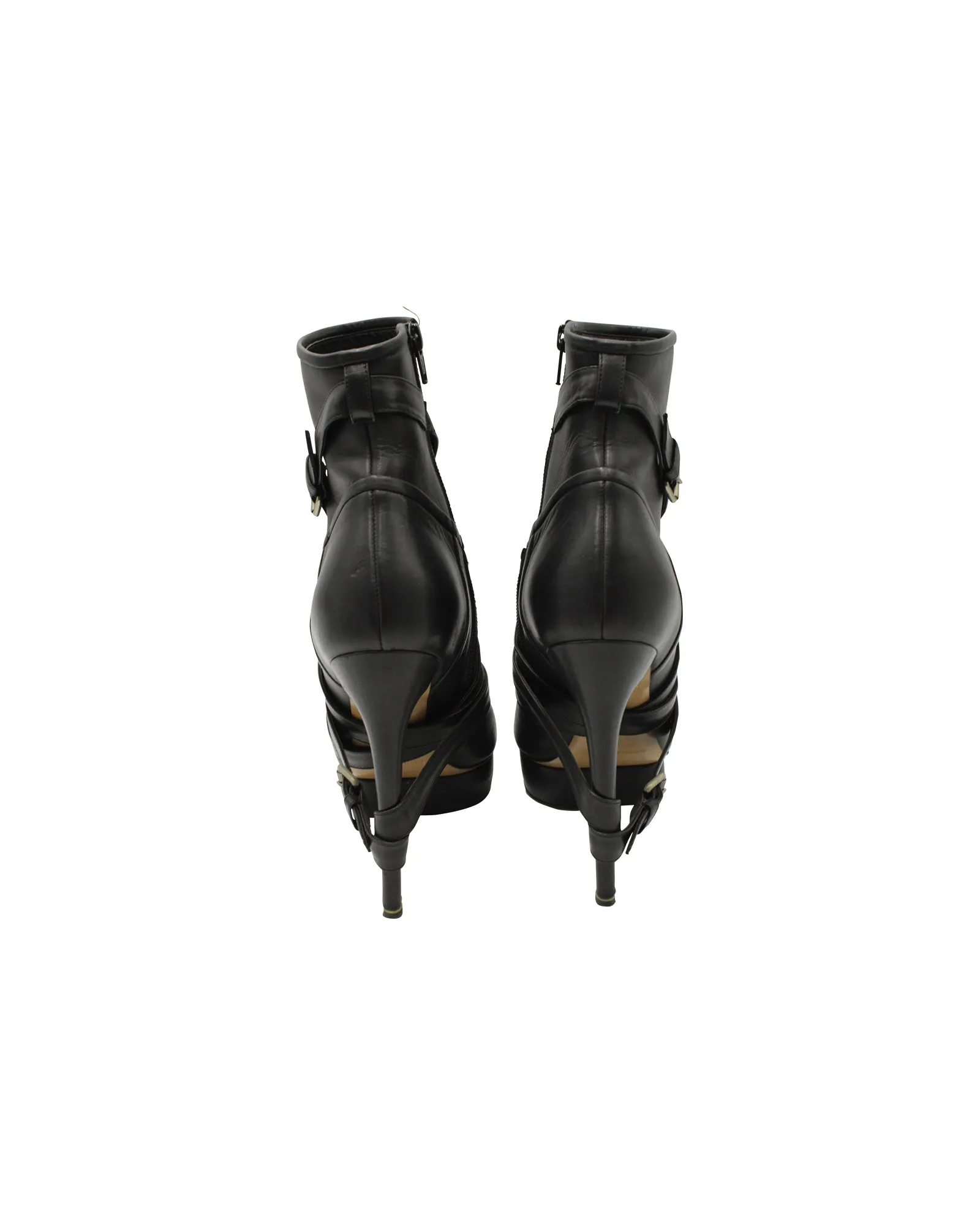 Nicholas Kirkwood Platform Ankle Boots with Straps in Black Leather