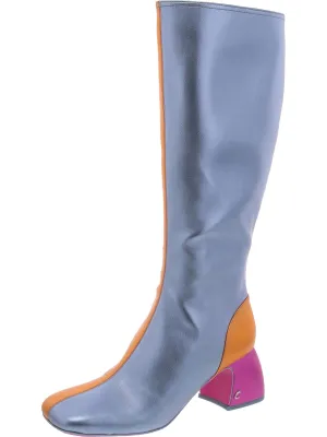 Olympia Womens Faux LEather Block Heel Knee-High Boots