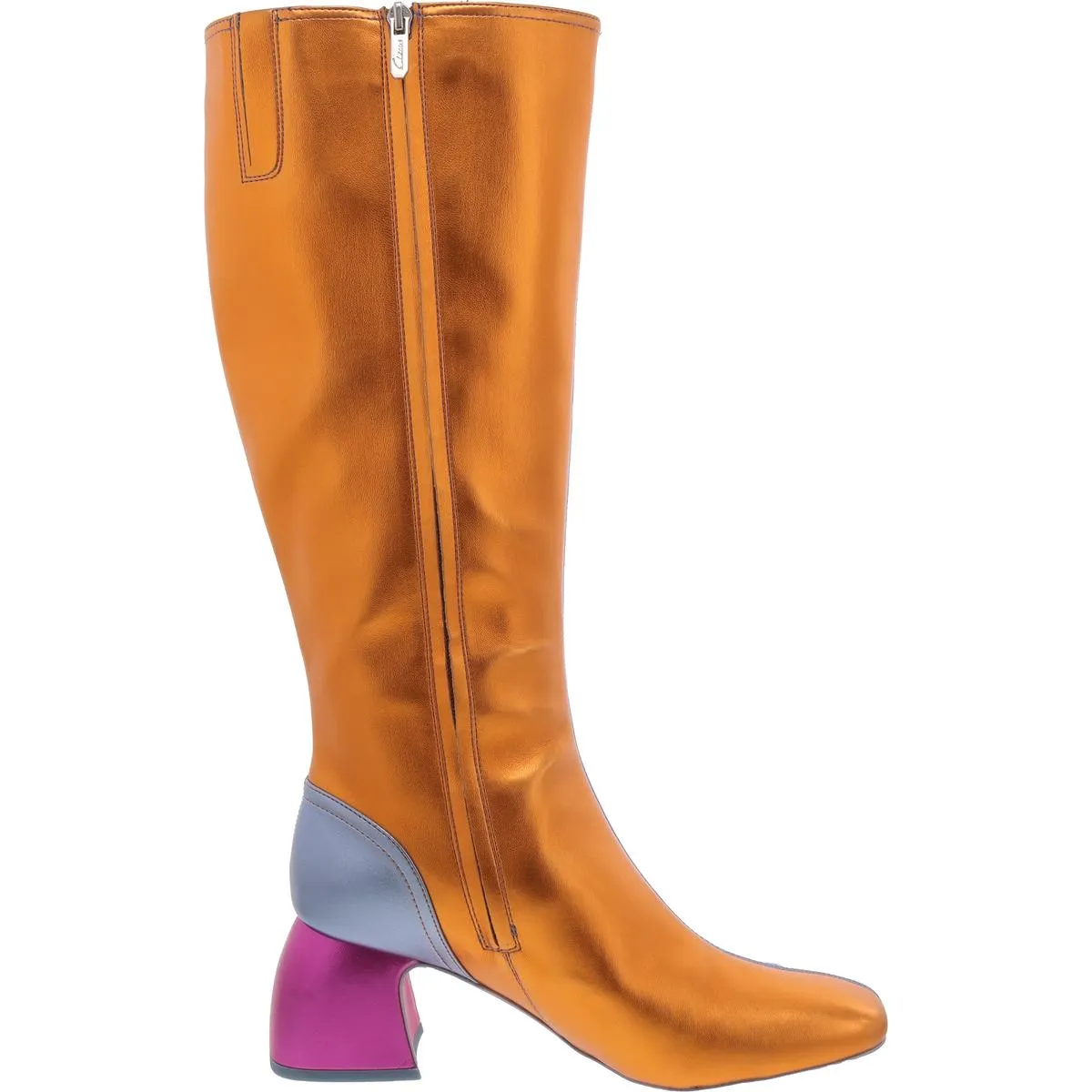 Olympia Womens Faux LEather Block Heel Knee-High Boots