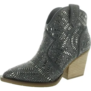 One Day Womens Embellished Faux Suede Booties