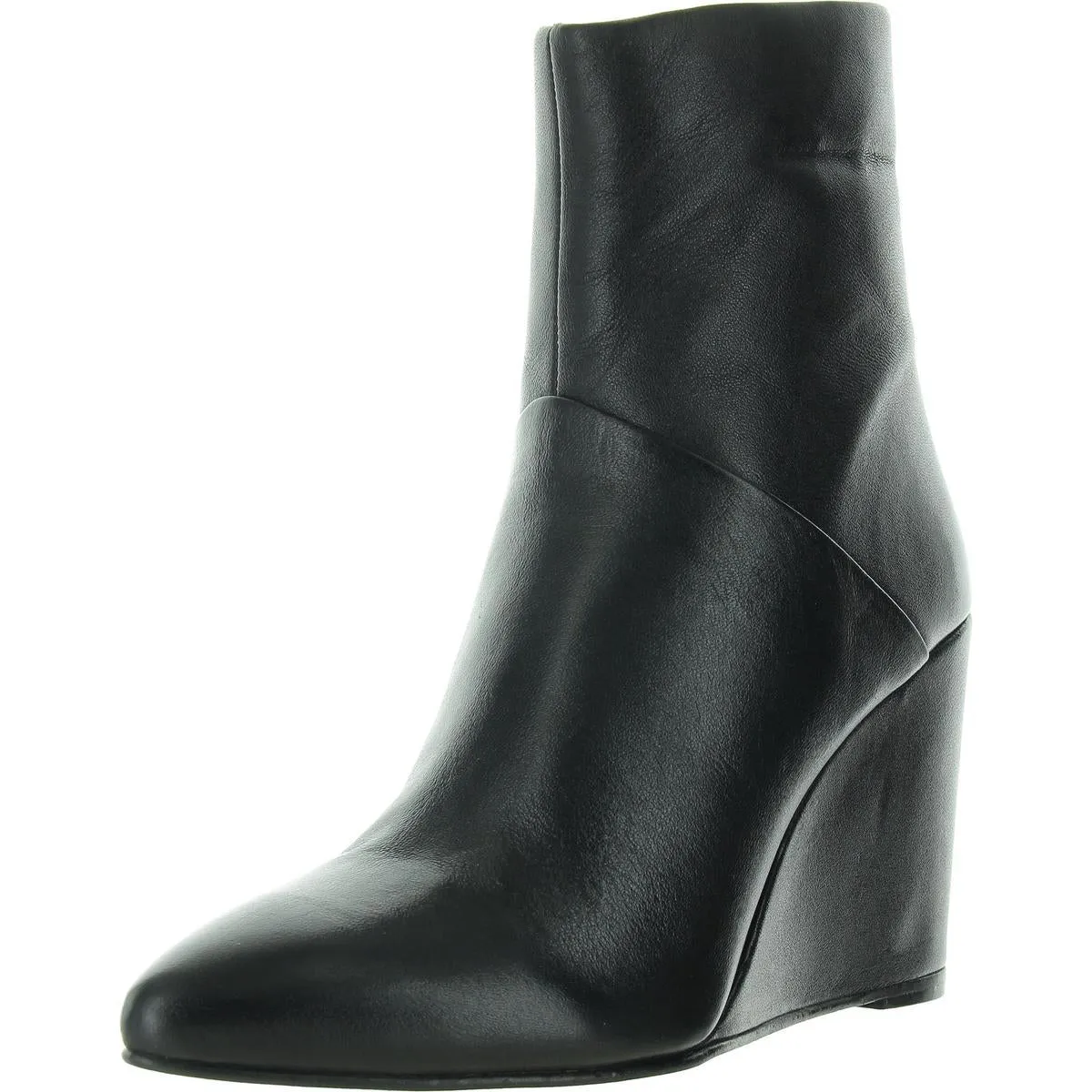 Only Girl Womens Zipper Faux Leather Wedge Boots