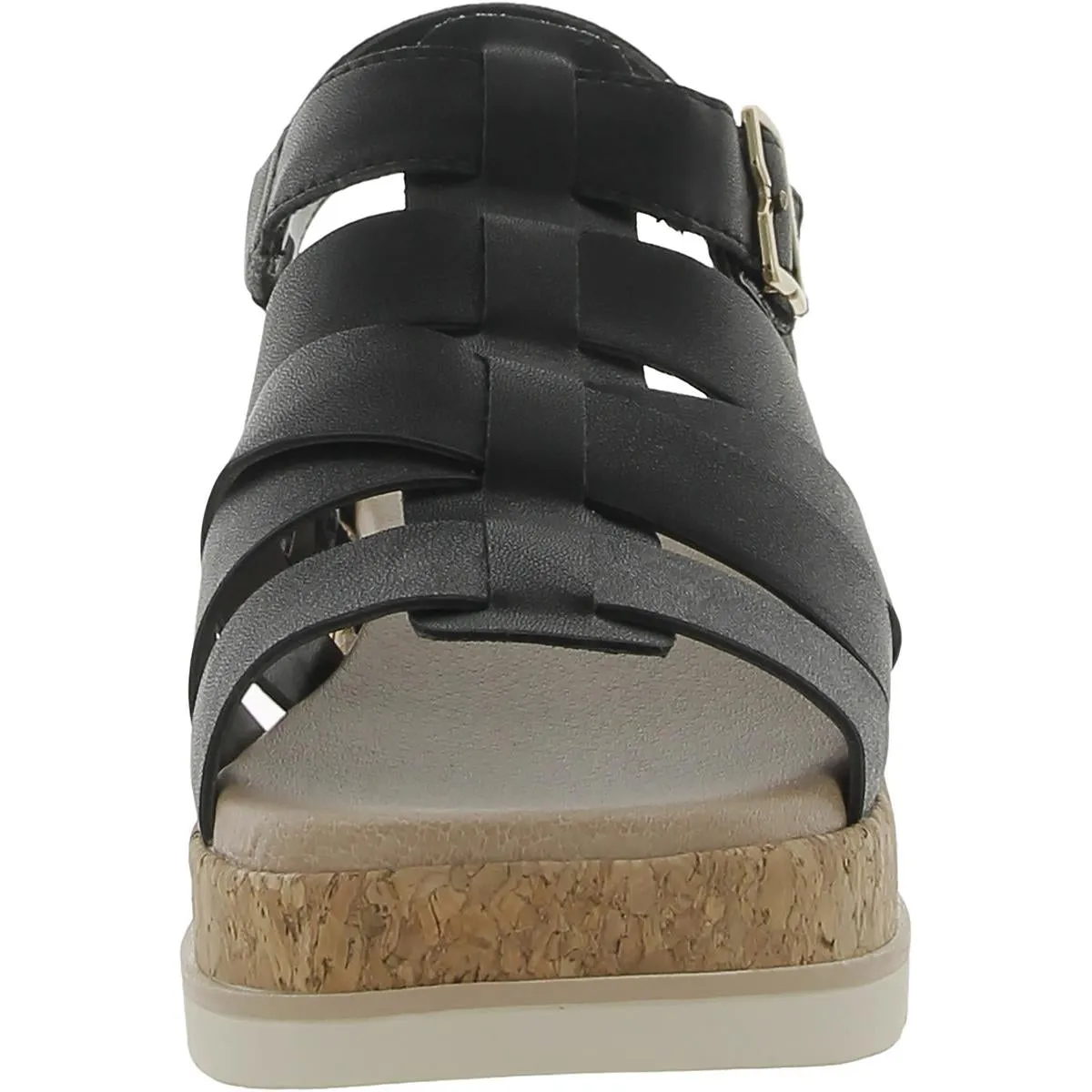 Only You Womens Faux Leather Cork Wedge Sandals