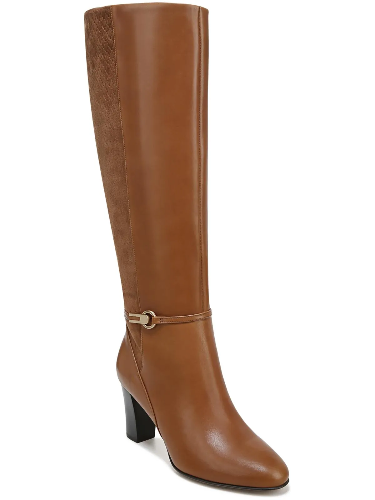 Palermo Womens Leather Block Heel Knee-High Boots