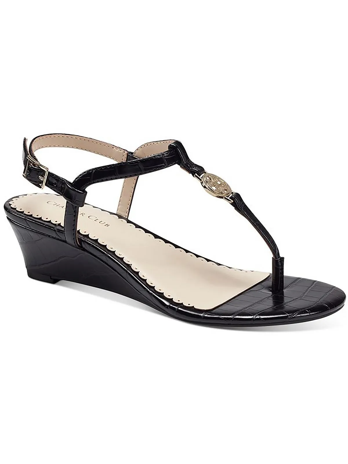 Palerrmo Womens Thong Ankle Strap Wedge Sandals