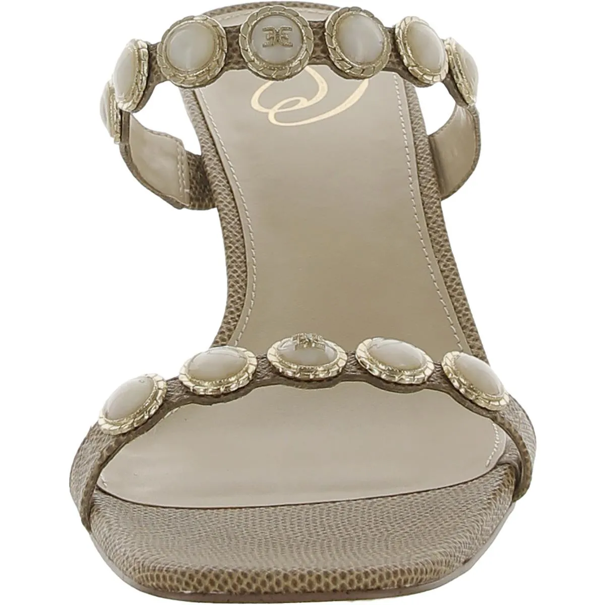 Palma Womens Faux Leather Embellished Heels