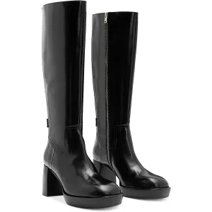 Pip Womens Block Heel Patent Leather Knee-High Boots