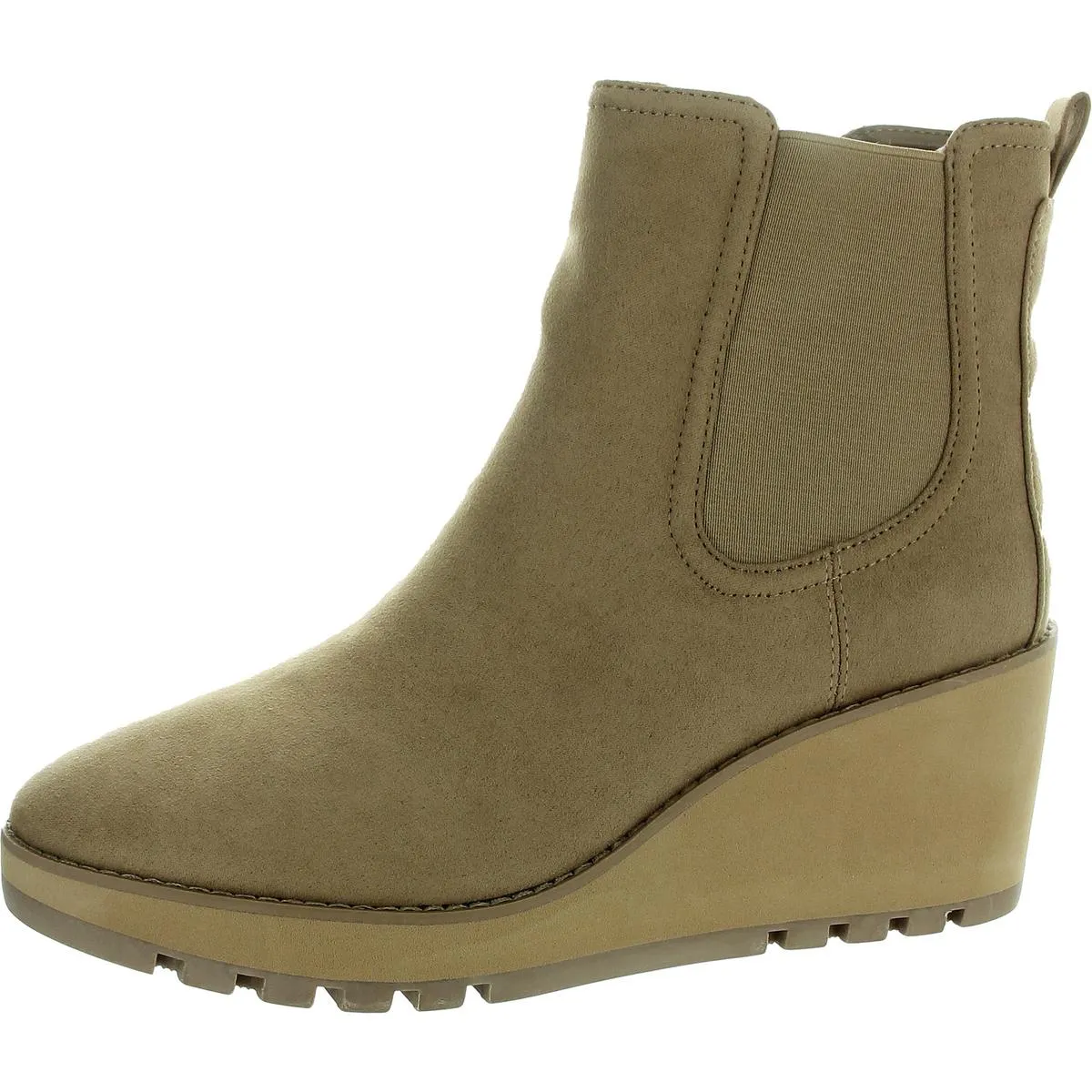 Portia Womens Zipper Microfiber Wedge Boots