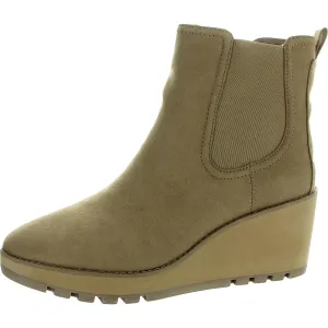 Portia Womens Zipper Microfiber Wedge Boots